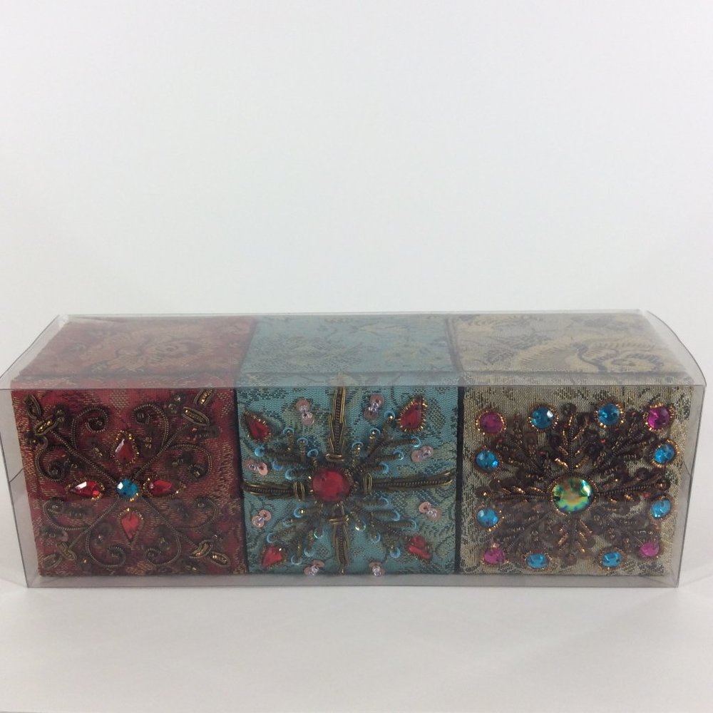 Pier 1 Imports Mini Trinket Boxes Red Blue Jeweled